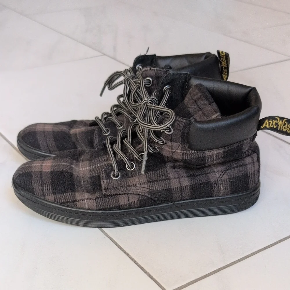 Dr. Martens Black and Gray Plaid Sneakers - Picture 1 of 6